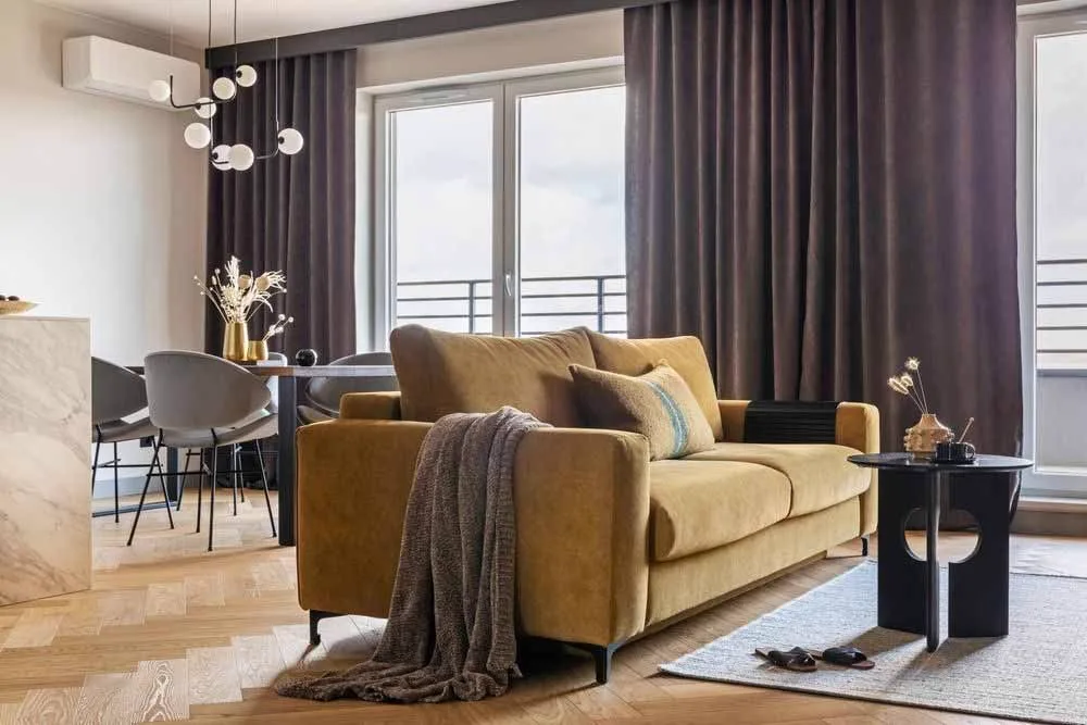 Elegant room with velvet curtains on the window — curtains in Brisbane